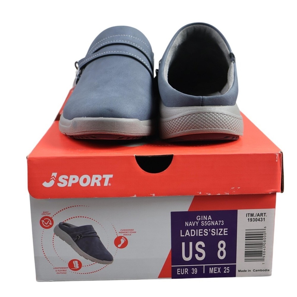 J Sport Gina Mules Shoes Womens 8 Blue Faux Suede Slip On S5GNA73